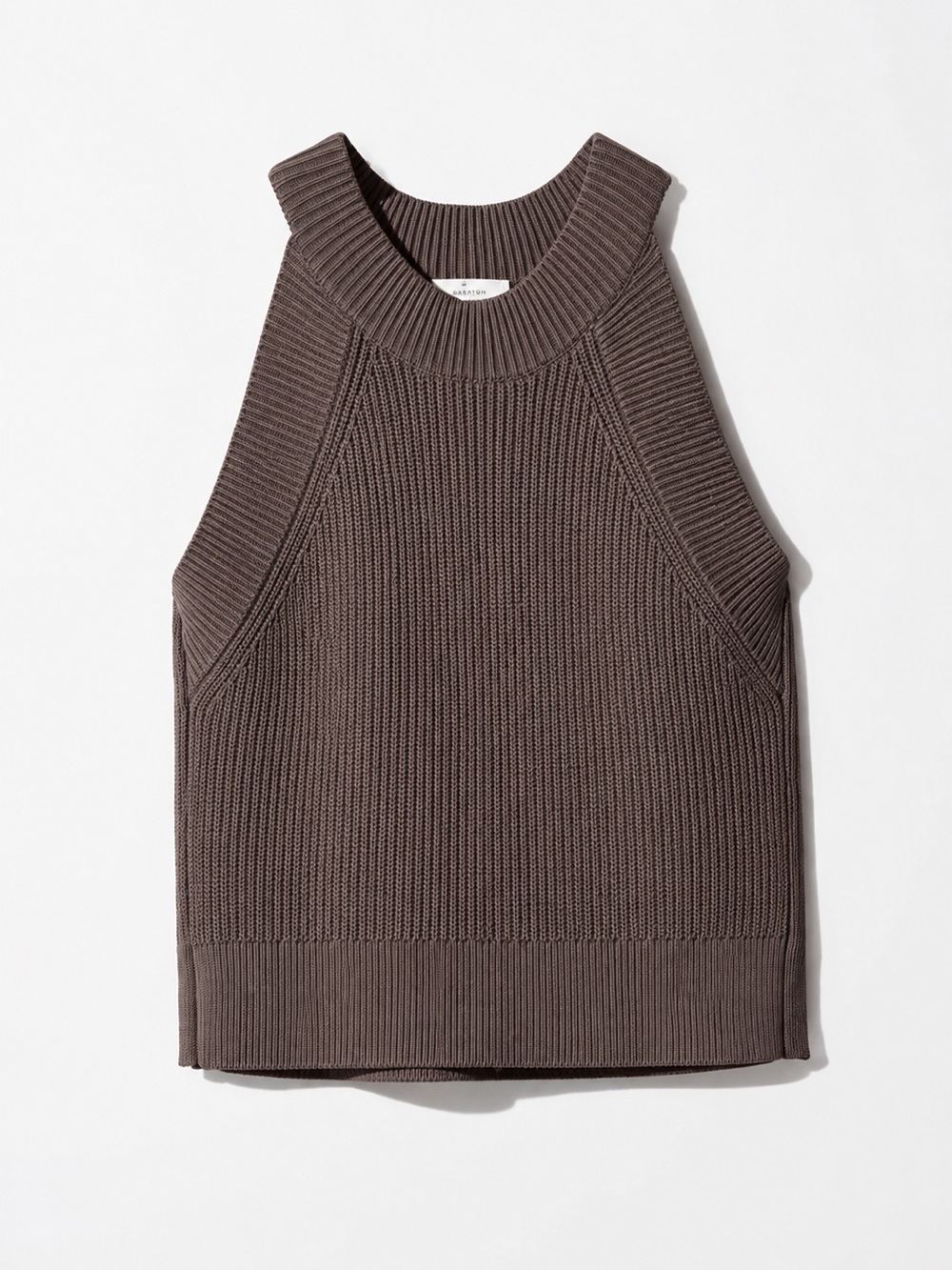 Aritzia Wilfred Ribbed Mock Neck Sleeveless Sweater Tank - Brown